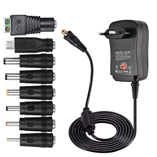 Adaptador Universal CONETOR 3V 4.5V 5V 6V 7.5V 9V 12V 30W CA/CC 2000mA com 8 Pontas de Adaptador helpers lab - Carregadores de bateria de uso geral - universal, 3v-12v, 30w, 8 pontos