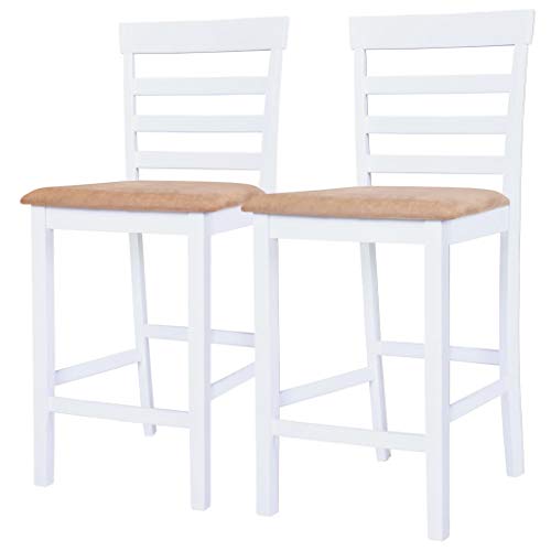 Conjunto de 2 Cadeiras Almofadadas de Bar VIDAXL | Madeira - Bege (Cozinha) vidaXL - Cadeiras - madeira, bege, almofadado, cozinha