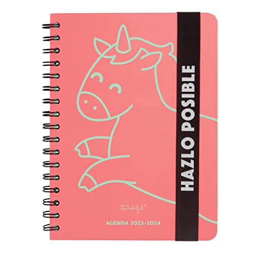 Agenda Escolar Diária Semanal 2023/24 MR. WONDERFUL Rosa Mr. Wonderful - Papel de impressora e copiadora - diária, semanal, 100 gr, separadores, fecho elástico