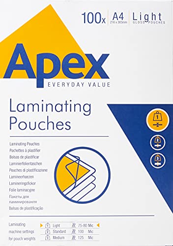 Bolsas para Plastificar FELLOWES Apex 80 Mic A4 (100 Unidades) Fellowes - Filme de laminação, pochetes e folhas - bolsa, plastificar, fellowes, apex 80 mic, a4, 100 unidades