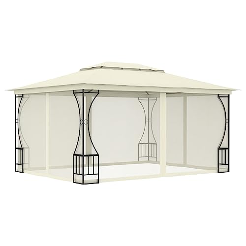 Pérgola de Jardim VIDAXL com Cortina Mosquiteira (Creme - 300 x 400 x 2.65 m) vidaXL - Barracas - pérgola, jardim, cortina mosquiteira, metal, poliéster, altura máxima