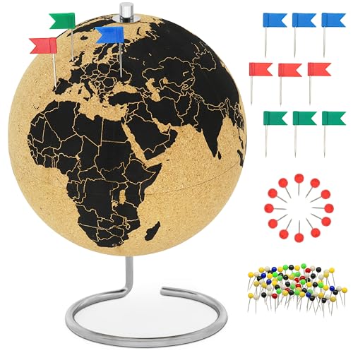 Globo Terráqueo de Corcho de 25 cm com 54 Chinchatas Diferentes FeinKnick - Globos terrestres - globo terráqueo, corcho, 25 cm, chinchatas