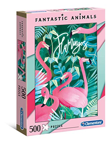 Puzzle CLEMENTONI Fantastic Animals Flamingos (Idade Mínima: 8 Anos - 500 Peças) CLEMENTONI - Quebra-cabeças de encaixar - madeira, anti-reflexo, 500 peças, idade mínima: 8 anos