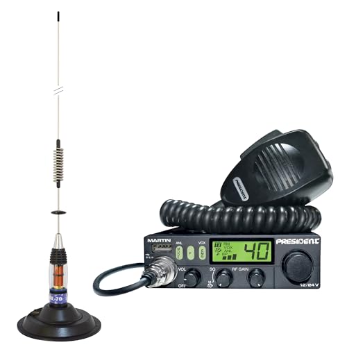Antena para Rádio CB PRESIDENT MARTIN Asc/Pni Ml70 ONLINESHOP SRL - Redes - base magnética, rg58, 4dBi, 8km