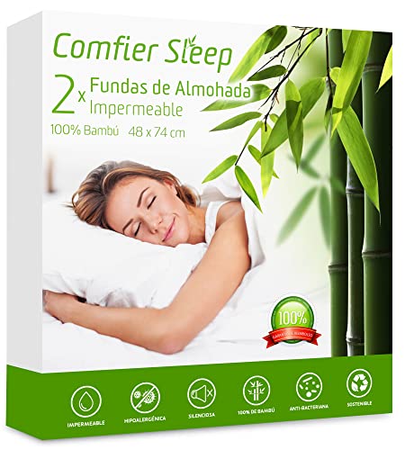 Protetor de Almofada HOMCOM Impermeável com Cremallera 48X74Cm (2 Un) Comfier Sleep - Fronhas e almofadas - impermeável, 48x74cm, cremallera