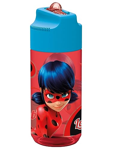 Garrafa Infantil Miraculous 2 em 1 com Pajita Integrada P:OS Handels GmbH - Garrafas de engarrafamento - 430ml, 2 em 1, paja integrada, bebé