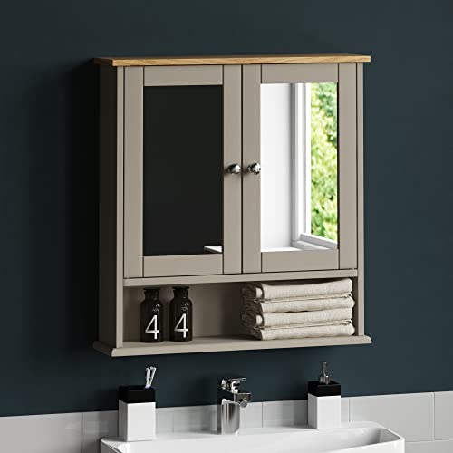 Armário de Casa de Banho BATH KIT Priano Cinzento Bath Vida - Armários de remédios - 2 portas, prateleira, MDF, cinzento