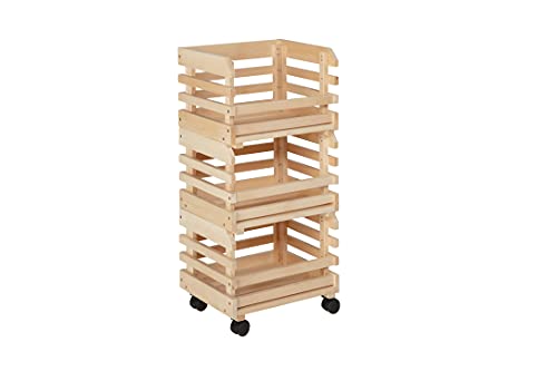 Carrinho de Cozinha LINKS FRUITINO Madeira Natural (37 x 30 x 80 cm) Inter Link - Carrinhos de cozinha e jantar - madeira natural, 37x30x80 cm