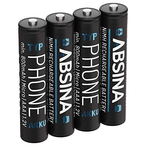 Pilha Recarregável ABSINA 4X Bateria de Aço Absina ABSINA - Baterias para telefone sem fio - recarregável, preto, AAA, 800 mah