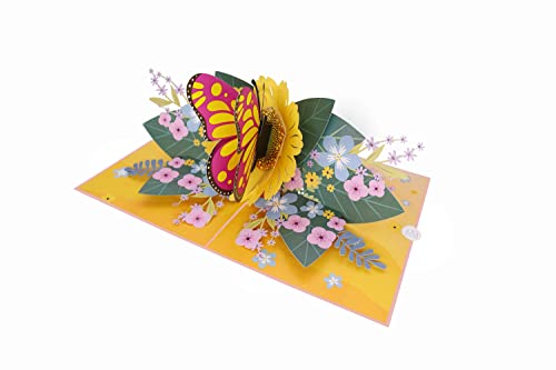 Mokio 3D Pop Up Card Flower Butterfly (Idade Mínima Recomendada: 4 anos) MOKIO - Cartões de cumprimentos e de nota - carta 3d, papel, flor colorida, 4 anos