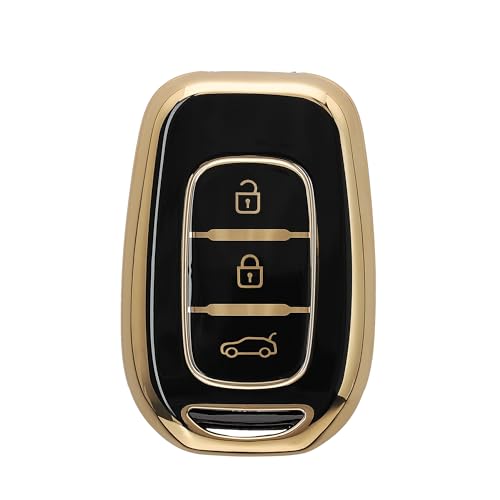 Capa Comando KWMOBILE Renault 3 botões Dacia Sandero Stepway 2021 Preto e dourado Kw-Commerce - Porta-chaves - renault, dacia sandero stepway, preto, dourado