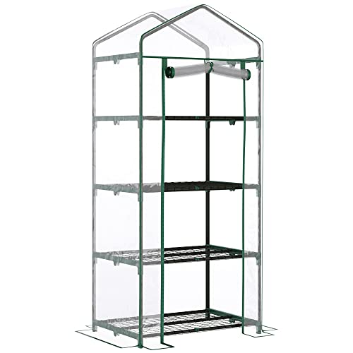 Estufa de Exterior Outsunny | 70 x 50 x 160 cm - Transparente Outsunny - Estufas - 70x50x160 cm, aço tubular, transparente, 4 prateleiras