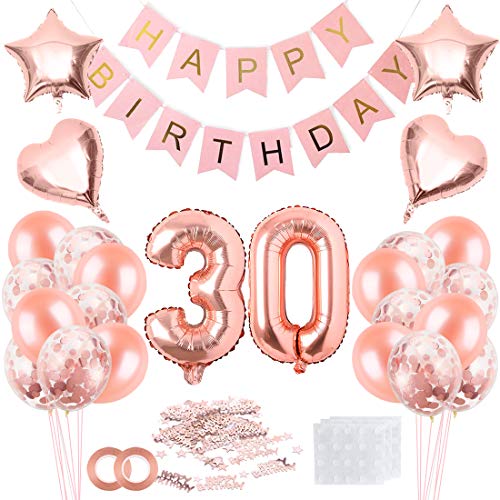 Kit de Decoração para Festas GLOBO'S 30 Aniversário Mulher Bluelves - Bolas saltitantes - globos, confetes, fitas decorativas, tira de velcro