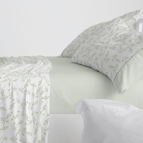 Conjunto edredões BURRITO Branco (135x190/200cm) Burrito Blanco - Lençóis - conjunto edredões, branco, estampado folhas, cinza, verdes, almofada