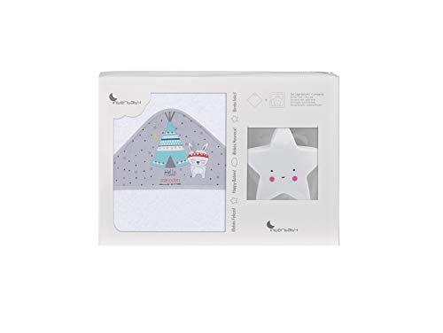 Toalha para Bebé INTERBABY Tipi Oso Branco e Cinza (100 x 100 cm) Interbaby - Conjuntos de presente para bebê - bebé, 100x100 cm, branco, cinza