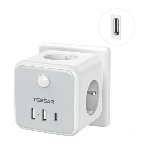 Adaptador de Energia TESSAN 6 em 1 (USB-C - Preto) TESSAN - Tomadas e soquetes de energia - 6 em 1, usb-c, preto, 3 usb