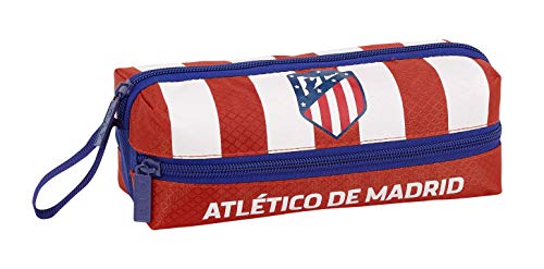 Estojo Triplo Atlético de Madrid (22 x 12 x 3 cm) Atlético de Madrid - Estojos para canetas e lápis - triplo, portátil, compartimentos, fecho com alavanca