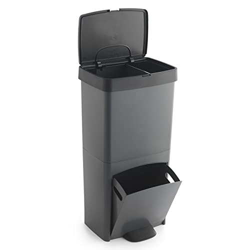 Caixote do Lixo HOMCOM | 70L - Preto (Material de Intração) WELL HOME MOBILIARIO & DECORACIÓN - Lixeiras e cestos de lixo - 70l, preto