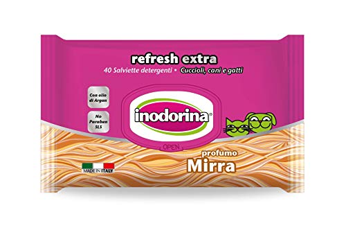 Toalhitas para Cão e Gato REFRESH EXTRA (40 Un) Inodorina - Toalhetes para animais de estimação - toalhas húmidas, absorventes, 40 unidades
