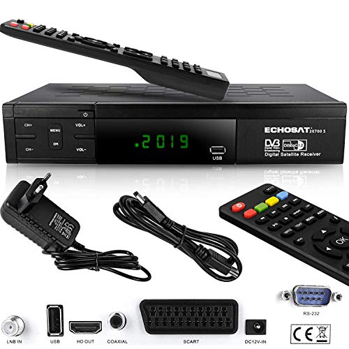 Descodificador SATELITE ECHOSAT 20700 HD (FTA) BFSATEURL - PES - Áudio - hdmi, usb 2.0, full hd, compacto