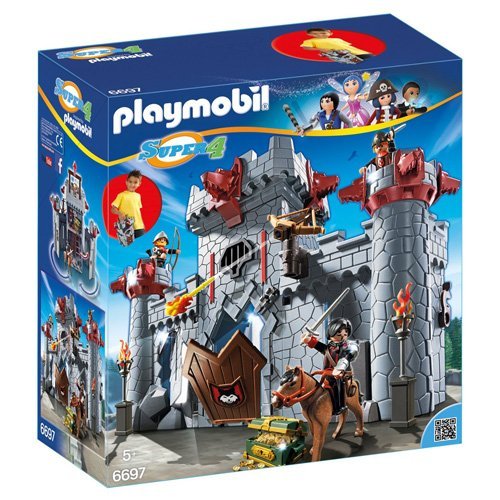 Playmobil Super 4: Castelo Maleta Do Barão Preto PLAYMOBIL - Conjuntos de brinquedos - castelo, besta extraível, removível, mala