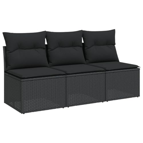 Conjunto de Jardim VIDAXL com Sofá (Preto - Poliéster - 80x70 cm) vidaXL - Móveis de exterior - poliéster, preto, 80x70 cm, armazenamento