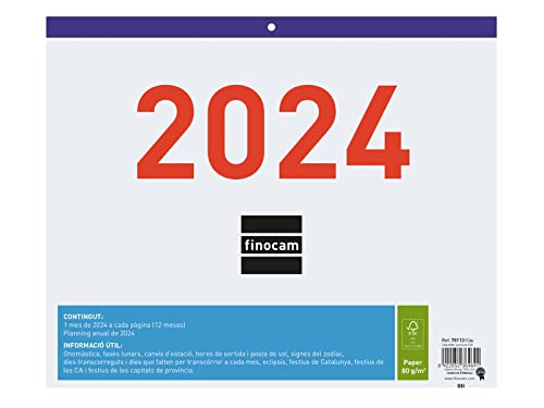 Calendário FINOCAM Faldilla para Escribir 2024 Cabero Group 1916, S.A. - Calendários, organizadores e planejadores - espaço para anotações, microperfurado, pendurar em quadro