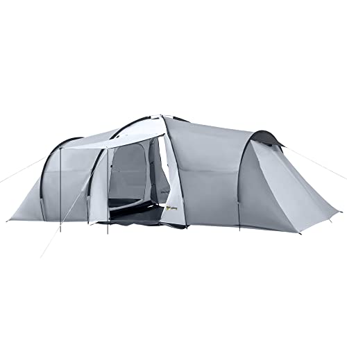 Tenda de Campismo Outsunny | 590 x 245 x 193 cm - Cinzento SPANISH AOSOM - Barracas - 590 x 245 x 193 cm, cinzento, familiar, fácil de montar