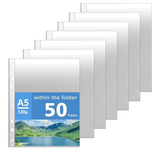 Acessório de capa e bolso AOBOPLE 50 fundas transparentes DIN A5 AOBOPLE - Protetores de folhas - capa, bolsa, transparente, din a5