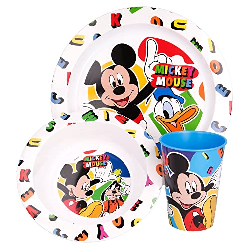 Conjunto de Refeição MICKEY MOUSE Summer (Vermelho - 18.5x13.2x9cm) Stor - Copos e canecas - prato, copo, taça, mickey mouse