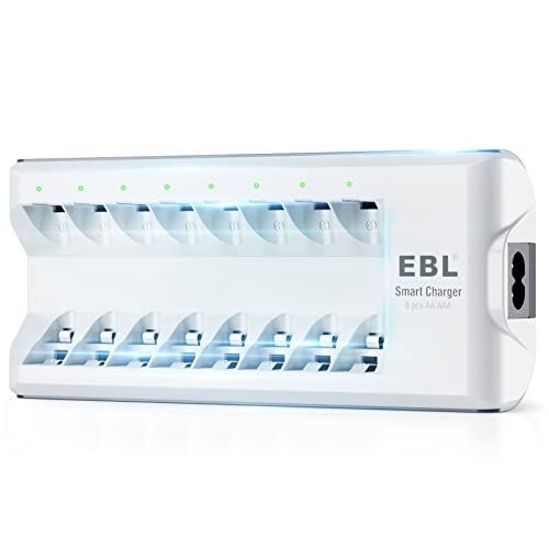 Carregador de Bateria EBL 8-Slot Battery Charger EBL - Carregadores de bateria de uso geral - carregador, bateria, 8 slots, aa, AAA, led