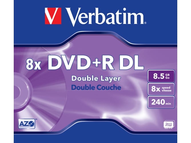 Disco de Ótica Verbatim 43540 DVD+R 1 peça(s) DVD+R Verbatim - Mídias vazias - 4,7 GB, DVD-R, 1,2 cm, 8x
