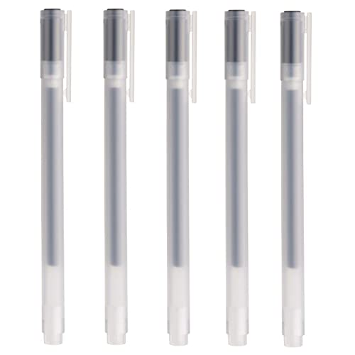 Canetas de Gel MUJI Black Gel Pen Set (5 Un) Muji - Canetas - caneta, gel, muji, preto, cinzento, azul, vermelho, verde, tinta, água