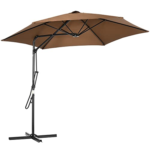 Guarda-Sol Outsunny | Diâmetro: 2.95 m - Castanho Outsunny - Guarda-sóis e toldos de exterior - piscina, castanho, poliéster, 2.95 m