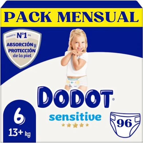 Fraldas DODOT Sensitive (Tam: 6 - 96 Unidades) Procter & Gamble - Roupa interior - tecido suave, absorvente, camadas de ar, indicador de humidade