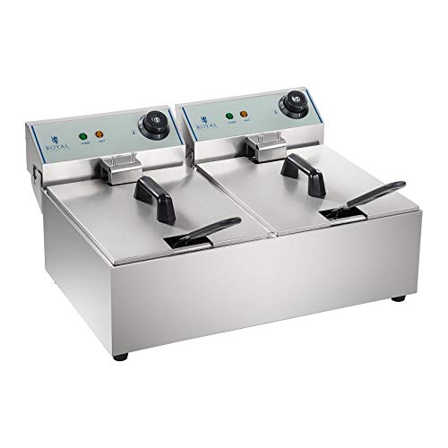 Fritadeira Dupla de Aço Inoxidável 10L RCEF-10DY-ECO Royal Catering - Aquecedores de pratos e travessas - dupla, aço inoxidável, 10L