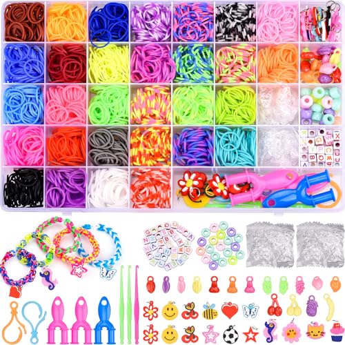 Kit de Artesanato para Crianças JBM 2500+ (Idade Mínima: 3) AOKITO - Materiais de arte e artesanato - 2500 elásticos, 40 abalorios ABC, 15 jogos, 30 contas tubo, 3 tiracoloques