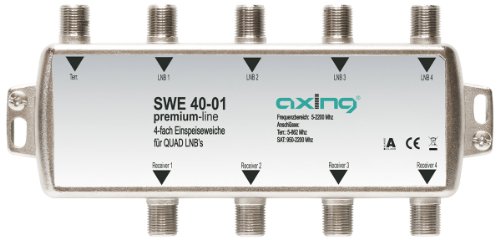 Axing Swe 40-01 Aparelho de Sintonização de Antena Axing - Divisores e comutadores de áudio e vídeo - combinador, frequência 950-2200 MHz, perda de inserção 1.5 dB, quad-lnb