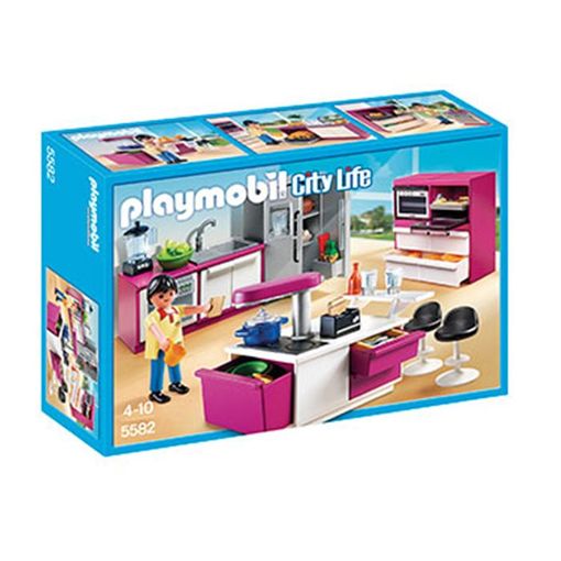 Playmobil City Life 5582 Cozinha moderna (Jogos de Construção) PLAYMOBIL - Conjuntos de brinquedos - cozinha moderna, fogão, frigorífico, microondas