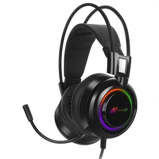 Auscultadores Gaming ABKONCORE RGB (Com fio - Com Microfone - Preto) ABKONCORE - Fones de Ouvido com Microfone - gaming, rgb, com fio, microfone, preto