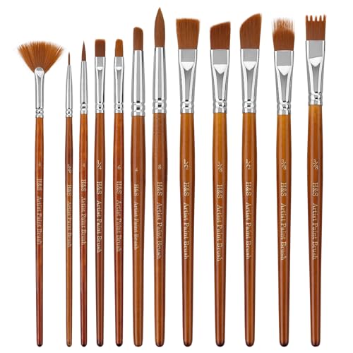 Conjunto de 12 Pincéis para Pintar H&S H&S Alliance UK Ltd - Ferramentas de Maquiagem - conjunto, 12 pincéis, pintar