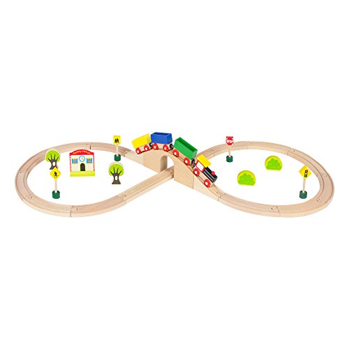Conjunto de trilhos e veículos K'NEX 30 peças COLORBABY - Veículos de brincar - 30 peças, ferrovia, madeira natural, sinais de estrada