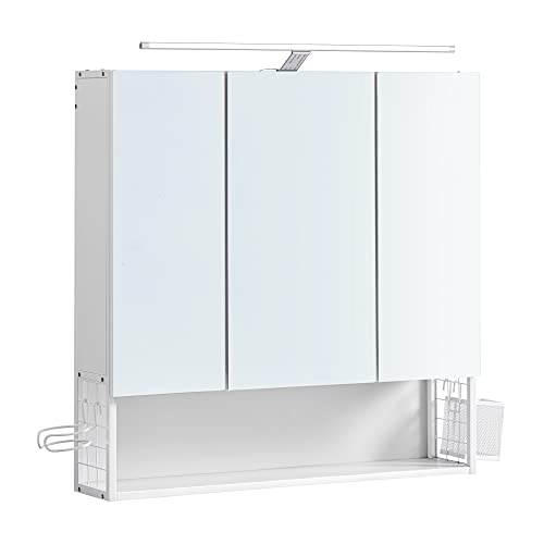 Armário de Casa de Banho VASAGLE 3 Portas (Branco - 85 x 17 x 86 cm) VASAGLE - Conjuntos de móveis - 3 portas, 2 prateleiras, gaveta, secador