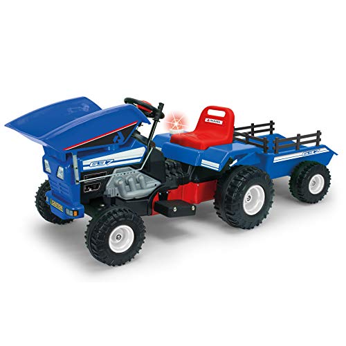 Trator Elétrico INJUSA Dump Track com Luzes e Som (6 V - 3.5 x 2.5 x 1.7 cm) INJUSA - Veículos elétricos de passeio - trator elétrico, injusa dump track, luzes, som, volante, pedal de aceleração