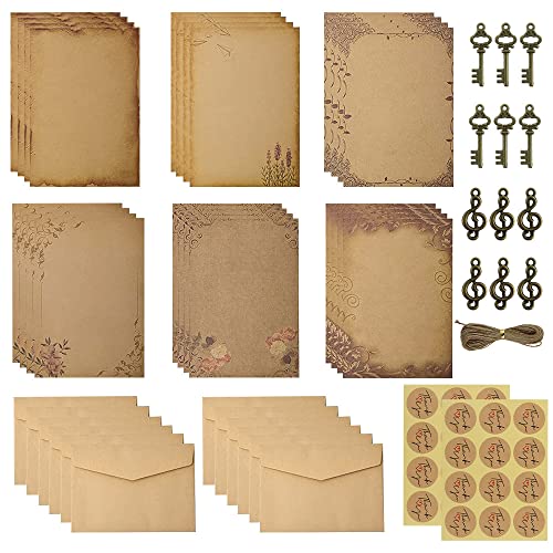 Kit de Papelaria ZJRUNG (73 peças - A5) ZJRung - Papel de impressora e copiadora - 73 peças, A5, madeira, cartão vintage