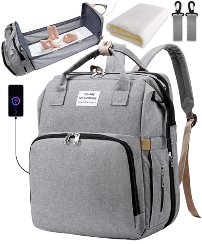 Mochila ITRAPES 3 em 1 (Cinzento - Poliéster - 30x40x20 cm) ITRAPES - Sacolas de fraldas - 3 em 1, poliéster, portátil plegável, 24 l