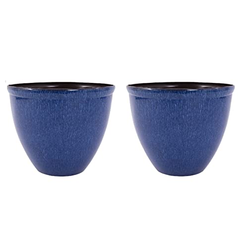 Vaso JINFA 2 (Azul - Plástico - 39,5 x 33,5 cm) H&D Manufaktur - Móveis de exterior - plástico, azul, 39.5x33.5 cm