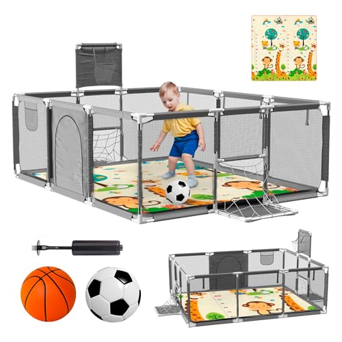 Parque Infantil BEBE CON ALFOMBRAS (Cinzento) JUPPLIES - Móveis para bebês e crianças pequenas - bebé, alfombras, cinzento