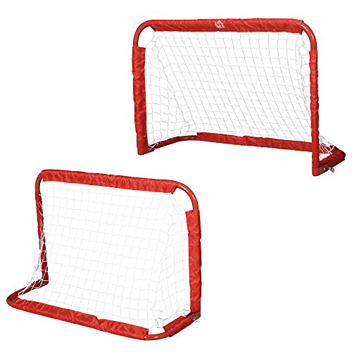 Conjunto de 2 Baliza de Futebol HOMCOM com Rede Tetralon | 90x36x60cm - Vermelho HOMCOM - Arcos de futebol - baliza, futebol, homcom, rede tetralon, vermelho