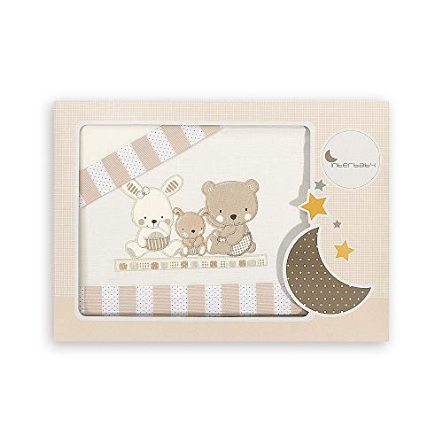 Conjunto de Lençóis Interbaby Love (Cinzento) Mora Ferre e Hijos S.L./Interbaby - Lençóis - algodão, berço, conjunto